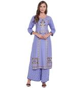 Purple woven rayon kurta and palazzo