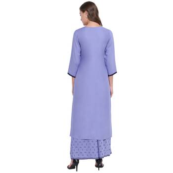 Purple woven rayon kurta and palazzo 2