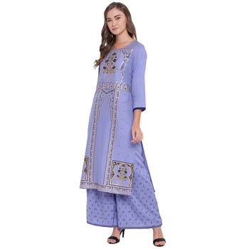 Purple woven rayon kurta and palazzo 3