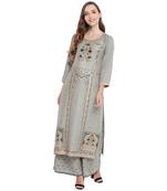 Grey woven rayon kurta and palazzo set