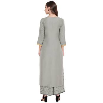 Grey woven rayon kurta and palazzo set 2