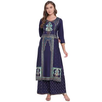Blue woven rayon kurta and palazzo  1