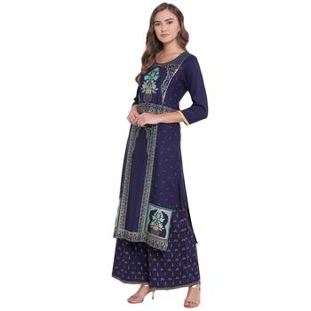 Blue woven rayon kurta and palazzo  3
