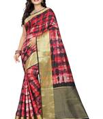Red Printed Cotton Silk Saree With Blouse