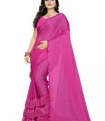Pink Plain Georgette Saree With Blouse
