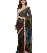 Geroo Jaipur Multicolor hand woven chiffon saree with blouse
