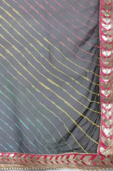   Multicolor hand woven chiffon saree with blouse