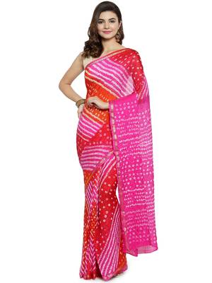 Geroo Jaipur Pink hand woven silk saree with blouse 1