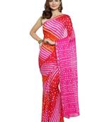 Geroo Jaipur Pink hand woven silk saree with blouse