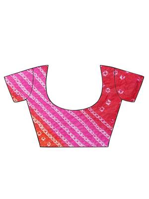 Geroo Jaipur Pink hand woven silk saree with blouse 3