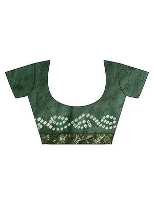 Hand Dyed Green Bandhani Silk Saree 2
