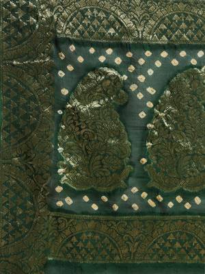 Hand Dyed Green Bandhani Silk Saree 3