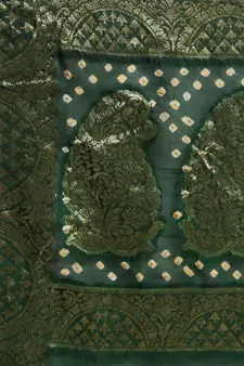 Hand Dyed Green Bandhani Silk Saree