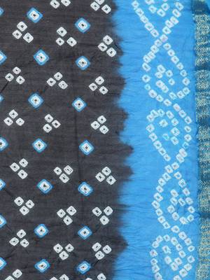 Geroo Jaipur Hand Dyed Black & Blue Bandhani Silk Saree 4