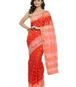 Geroo Jaipur Hand Dyed Orange & Peach Bandhani Silk Saree