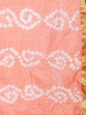 Geroo Jaipur Hand Dyed Orange & Peach Bandhani Silk Saree 4