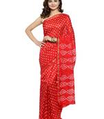 Geroo Jaipur Hand Dyed Red Bandhani Silk Saree