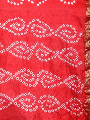 Geroo Jaipur Hand Dyed Red Bandhani Silk Saree 4
