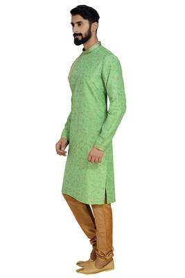Green Printed Dupion Silk Kurta Pajama 4