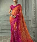  multicolor printed chiffon saree with blouse