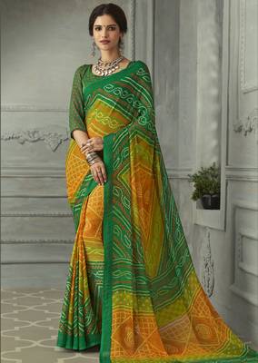  multicolor printed chiffon saree with blouse 1