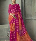  multicolor printed chiffon saree with blouse