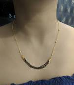 Gold Plated Ball Black Beads Pendant Mangalsutra Gold Mani Single Line Layer Short Chain Necklace