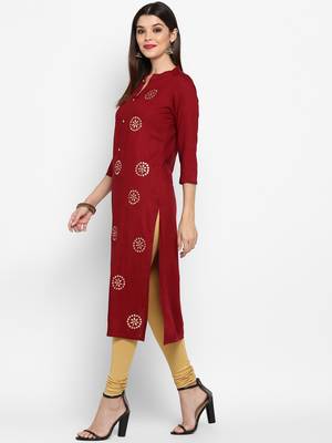 Maroon plain rayon ethnic-kurtis 3