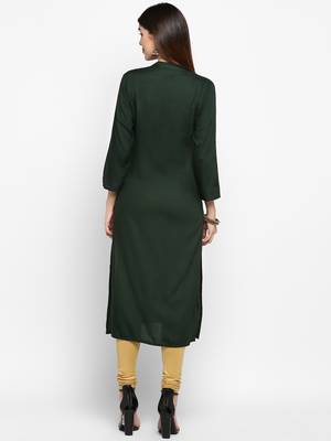 Green plain rayon ethnic-kurtis 2