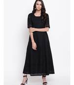 Black Chikan Flared Dress