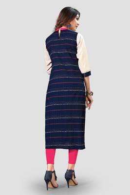 Blue embroidered cotton kurtis 2