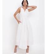 White Cotton Panelled Flare Dress