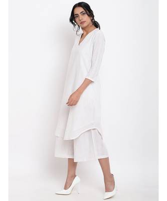 White Dobby Kurta Set 2