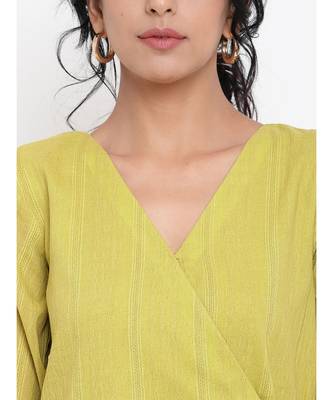 Green Cotton Angrakha Kurta Set 4