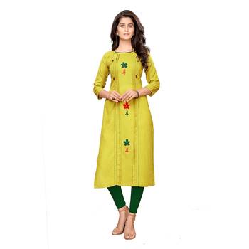 Green plain cotton ethnic-kurtis 1