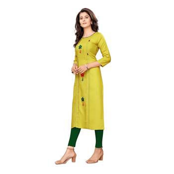 Green plain cotton ethnic-kurtis 2