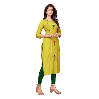 Green plain cotton ethnic-kurtis 3