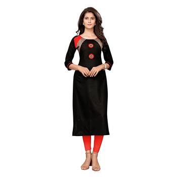Black plain cotton ethnic-kurtis 1