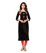 Black plain cotton ethnic-kurtis