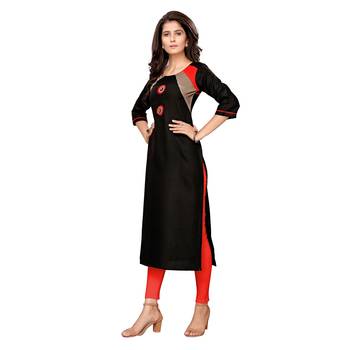 Black plain cotton ethnic-kurtis 2