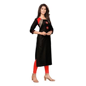Black plain cotton ethnic-kurtis 3