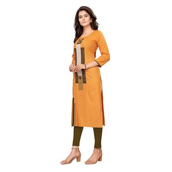 Orange plain cotton ethnic-kurtis 2