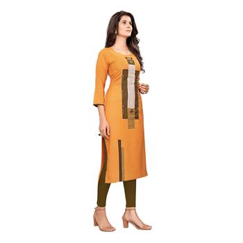 Orange plain cotton ethnic-kurtis 3