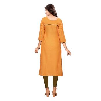 Orange plain cotton ethnic-kurtis 4