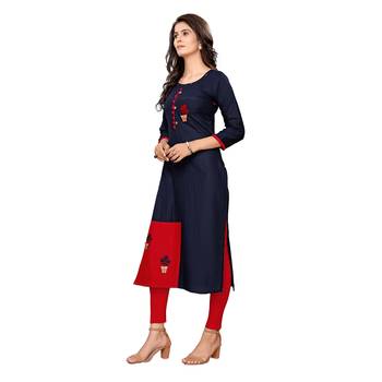 Blue plain cotton ethnic-kurtis 2