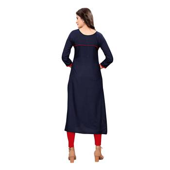 Blue plain cotton ethnic-kurtis 4