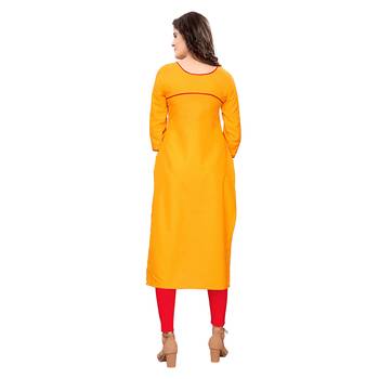 Mustard plain cotton ethnic-kurtis 4