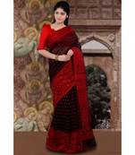 multicolor hand woven blended cotton saree with blouse