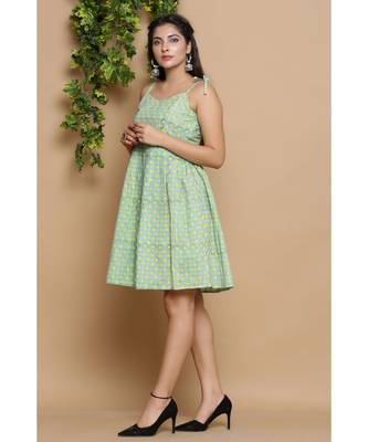 Green Block Print Midi Dress 1