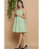 Green Block Print Midi Dress